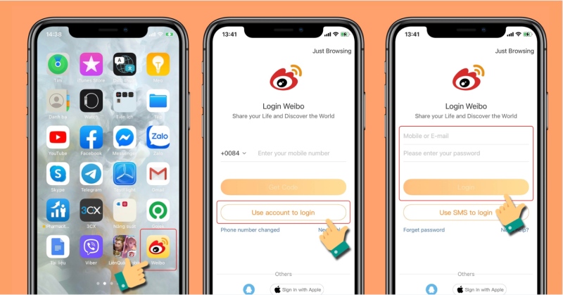 cach-tai-va-su-dung-weibo-4 Đăng nhập tài khoản Weibo bằng số điện thoại hoặc email