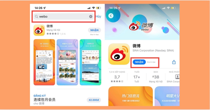 cach-tai-va-su-dung-weibo-5 Cài đặt ứng dụng Weibo từ App Store cho iPhone