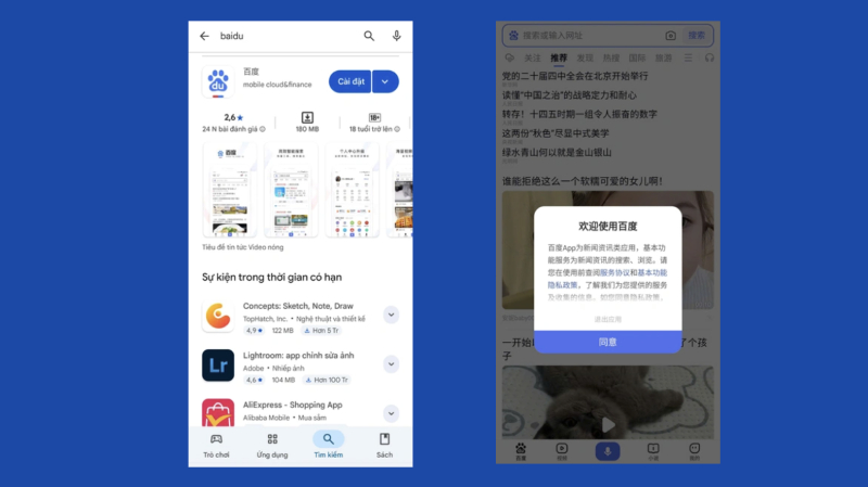 Cài đặt và mở ứng dụng Baidu trên điện thoại