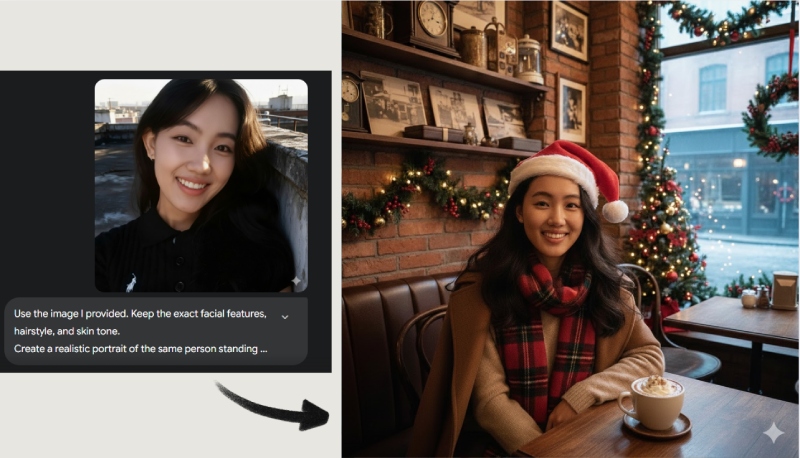 Tạo ảnh Giáng Sinh tại quán cà phê Châu Âu