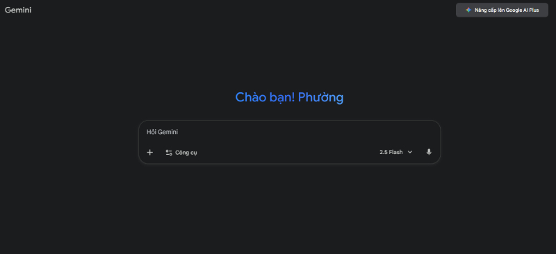 Giao diện chính của Gemini