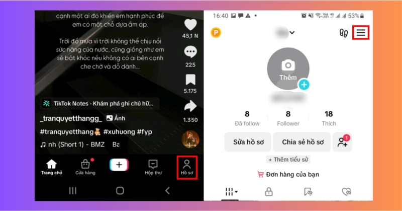 Truy cập hồ sơ TikTok để quản lý tài khoản