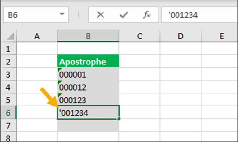 Hướng dẫn thêm số 0 ở đầu trong Excel bằng dấu nháy đơn