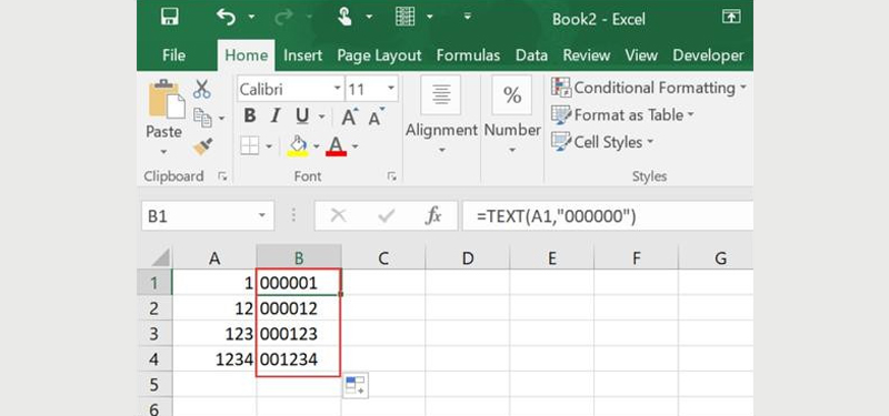 Hướng dẫn thêm số 0 ở đầu trong Excel bằng hàm TEXT