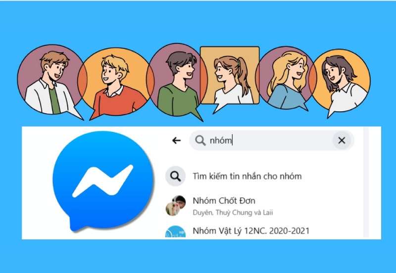 Tìm nhóm chat trên Messenger bằng ô tìm kiếm