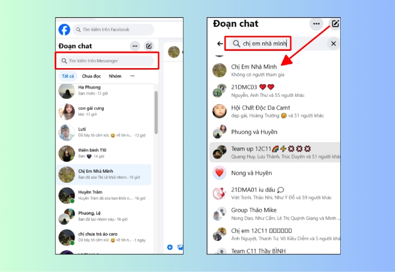 Tìm nhóm chat trên Messenger bằng máy tính