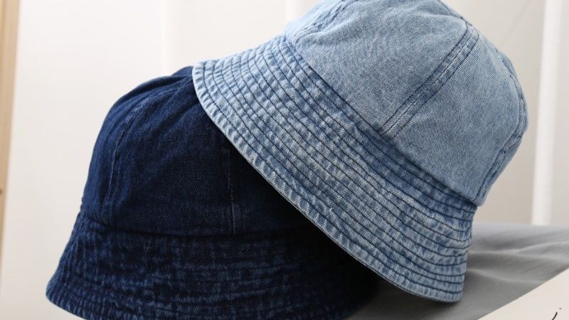 Nón bucket denim handmade màu xanh