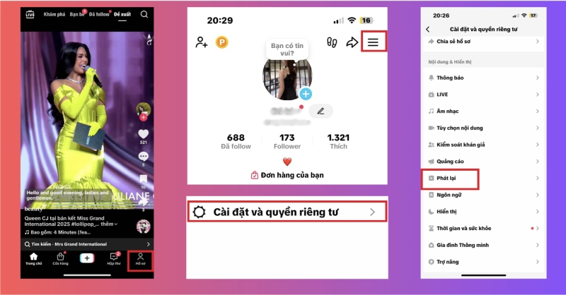 Các bước xem lại live TikTok của mình