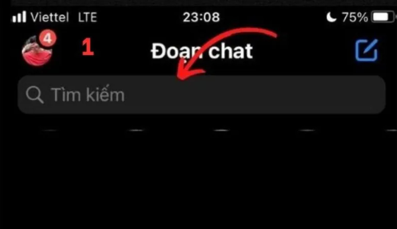 Tìm kiếm trong danh sách đoạn chat trên Messenger