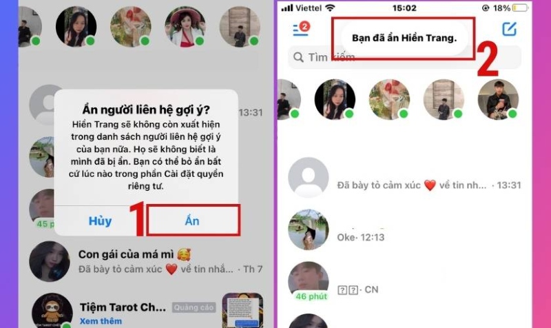 Xác nhận ẩn người liên hệ được gợi ý