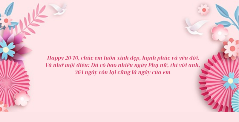 Thiệp hoa hạc nền hồng chúc 20/10 ngọt ngào