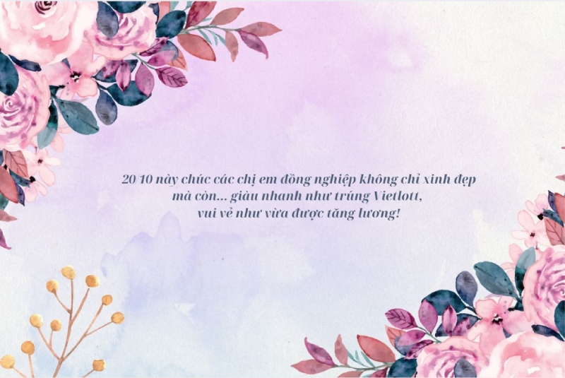 Thiệp hoa pastel kèm caption 20/10 cho đồng nghiệp