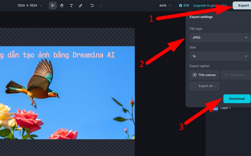 Nhấn Export, chọn định dạng và lưu ảnh về máy 