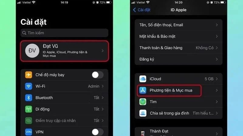 chon-phuong-tien-muc-mua-de-xem-tai-khoan Vài cài đặt và chọn tài khoản icloud