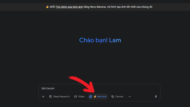 Nhấn vào mục Hình ảnh sau khi truy cập Gemini 