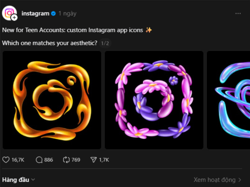 Tìm hiểu tính năng đổi logo Instagram cho tài khoản Teen