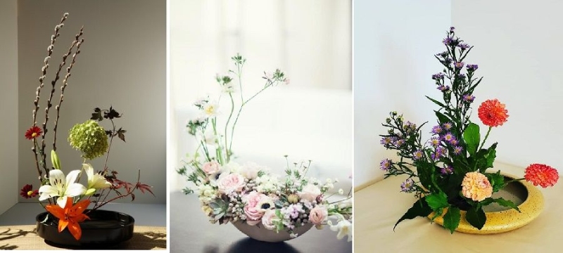 Mẫu cắm hoa hồng hồng dáng đứng tự do