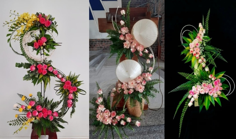 Mẫu hoa cắm hình chữ S