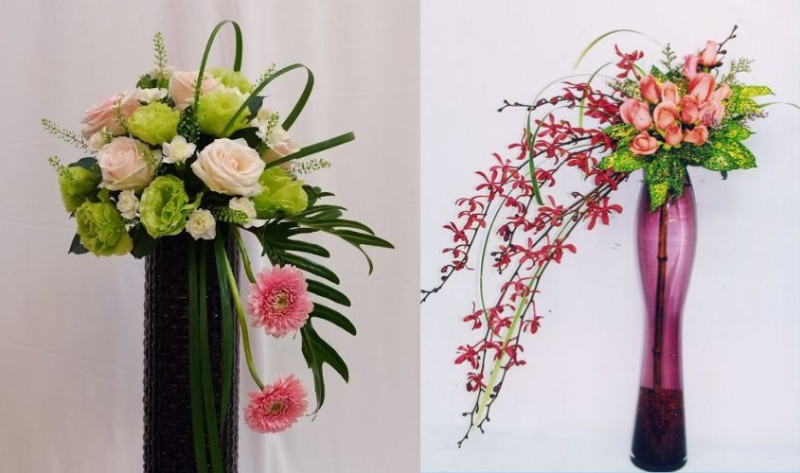 Cắm hoa hồng bình cao sang trọng và thanh lịch