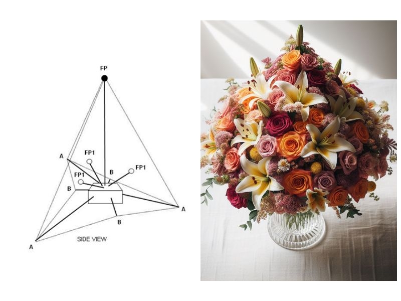 Cắm hoa chủ đề hình kim tự tháp