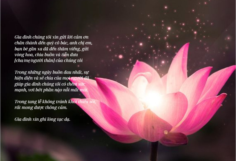 Lời cảm ơn đăng công khai trên Zalo