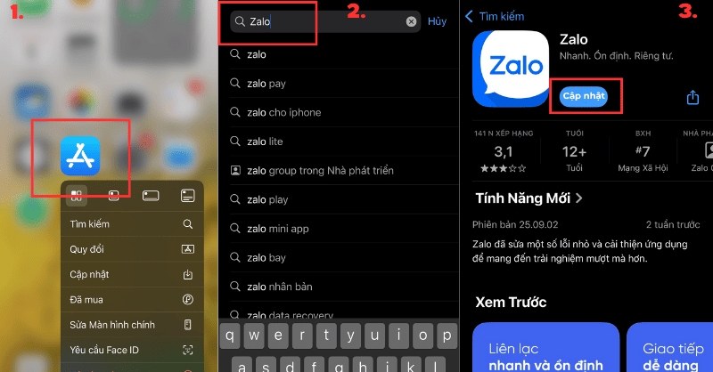 Các bước cập nhật ứng dụng Zalo lên phiên bản mới