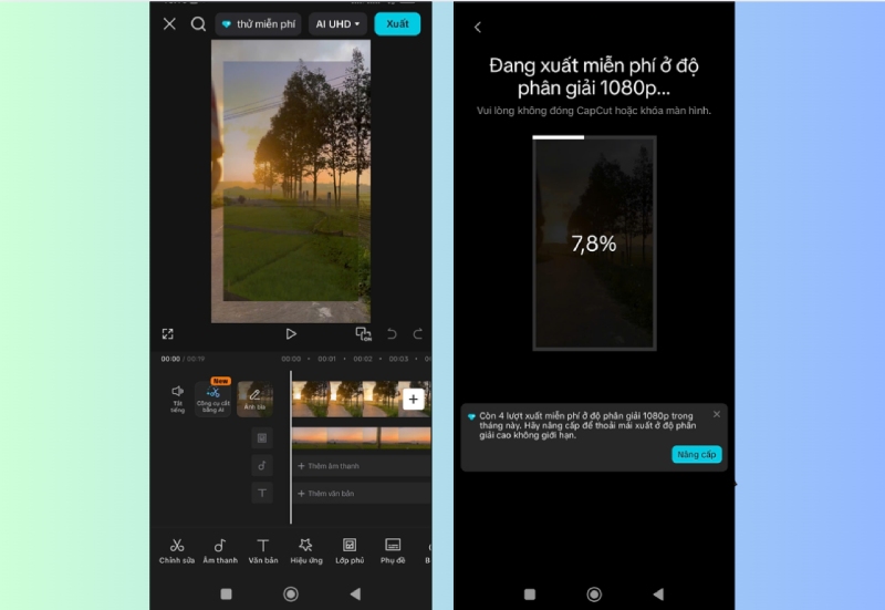 Xuất video trong CapCut ở độ phân giải 1080p