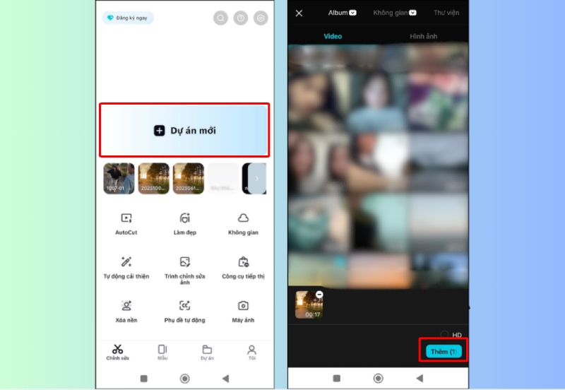 Tạo dự án mới và thêm video trong CapCut