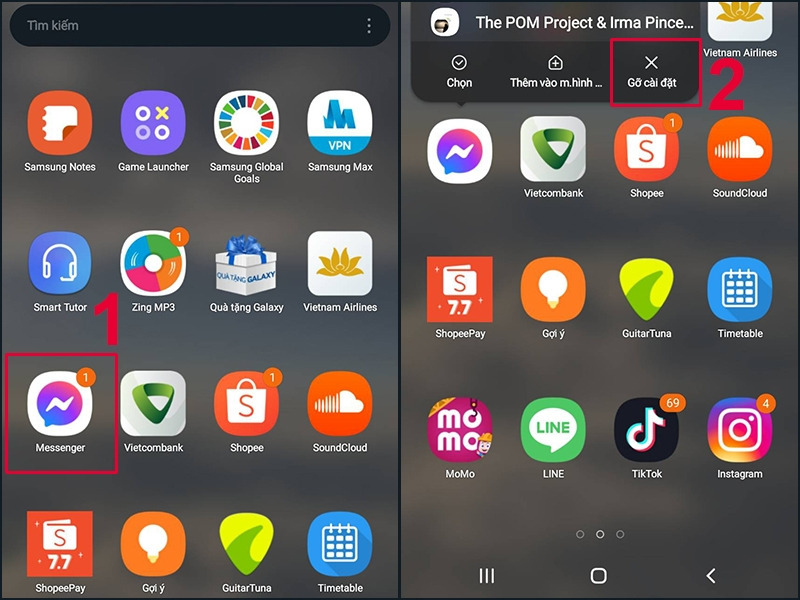 Gỡ cài đặt ứng dụng Messenger trên điện thoại