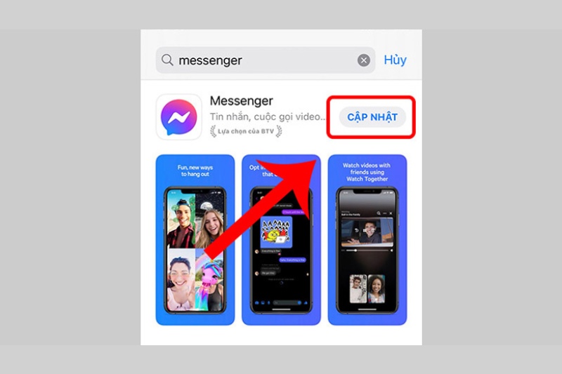 Cập nhật ứng dụng Messenger để sửa lỗi gửi ảnh không thành công
