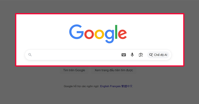 Mở Google và chọn chế độ AI trên trình duyệt