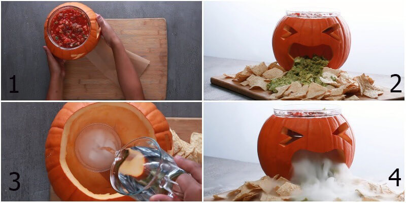 Bí ngô Halloween khắc thành khuôn mặt ma quái