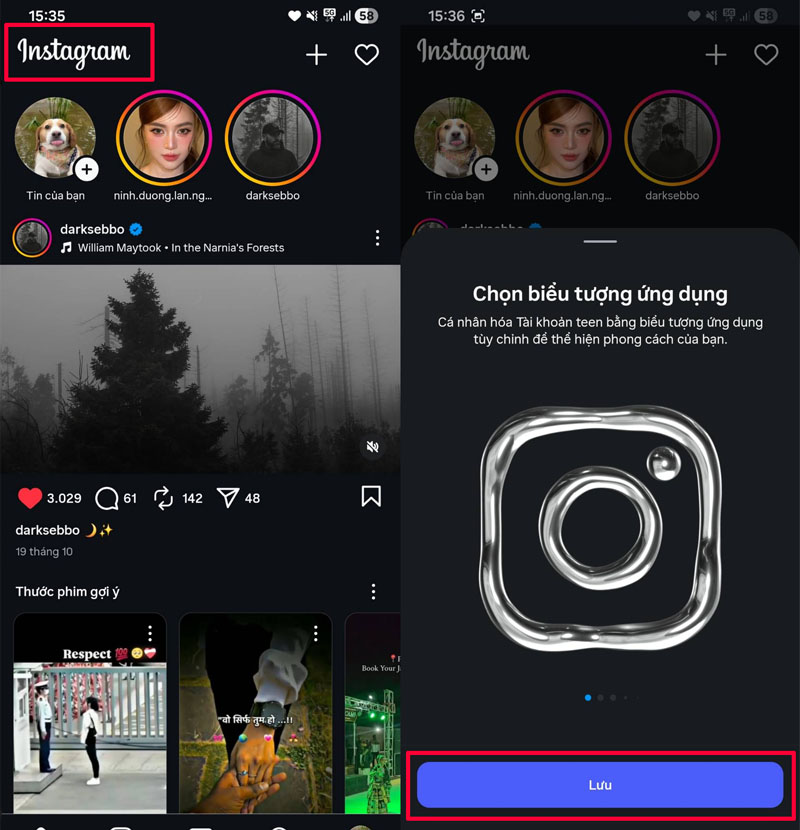 Chọn logo yêu thích và nhấn Lưu