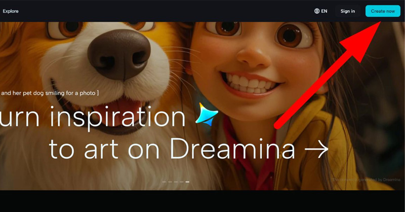 Nhấn vào mục Create Now 