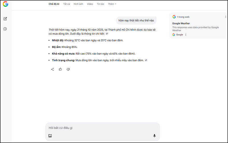 Nhập câu hỏi truy vấn và đợi câu trả lời