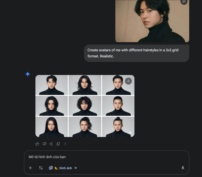 Nhập prompt mô tả chi tiết cho bức ảnh vào khung chat 