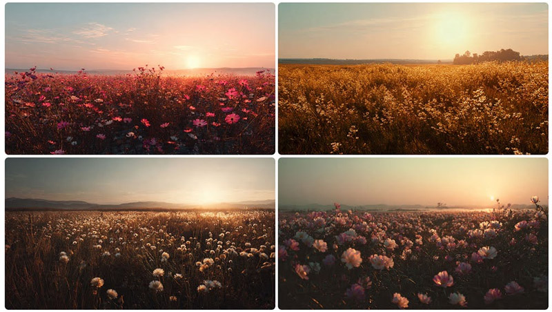 Prompt Vibes tạo cánh đồng hoa lúc hoàng hôn