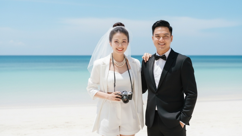 Prompt tạo ảnh cưới AI phong cách hiện đại