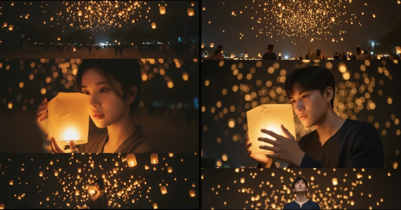 Ảnh thả đèn lồng được tạo từ Gemini