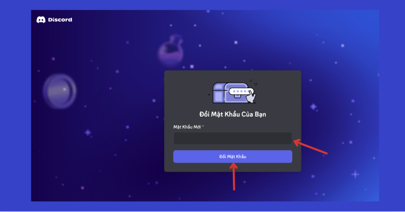 Nhập mật khẩu mới để đổi mật khẩu Discord