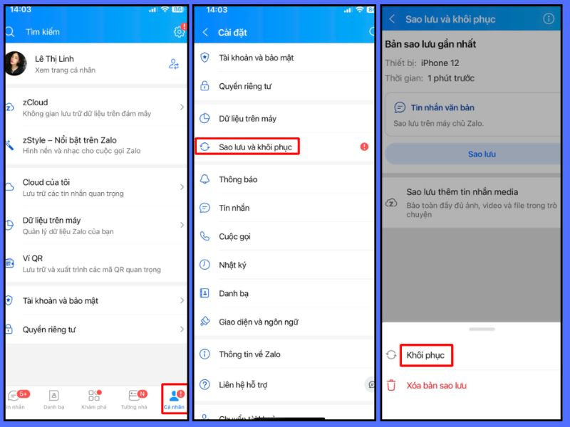 Các bước khôi phục tin nhắn và hình ảnh trên thiết bị mới