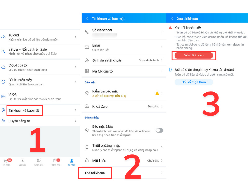 Các bước xoá tài khoản Zalo