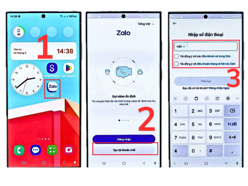 Tạo tài khoản mới trên ứng dụng Zalo