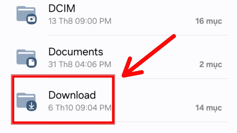 Vào mục Download để xem các file đã tải về