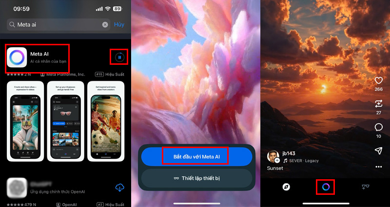 Nhấn vào biểu tượng Vibes ở trung tâm Meta AI