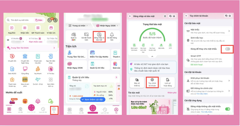 Các bước tắt xác thực khuôn mặt trên MoMo