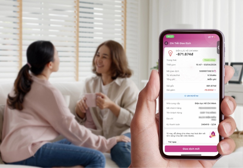 Xem chi tiết giao dịch MoMo trên điện thoại di động