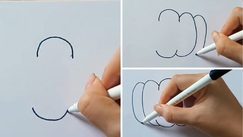 Vẽ phác thảo hình dáng quả bí ngô đơn giản