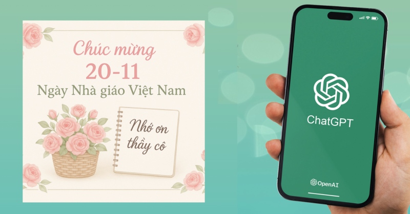 Gợi ý mẫu prompt tạo thiệp chúc mừng 20/11 đẹp tặng thầy cô