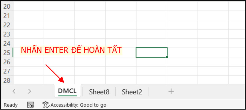 Nhấn Enter để hoàn tất